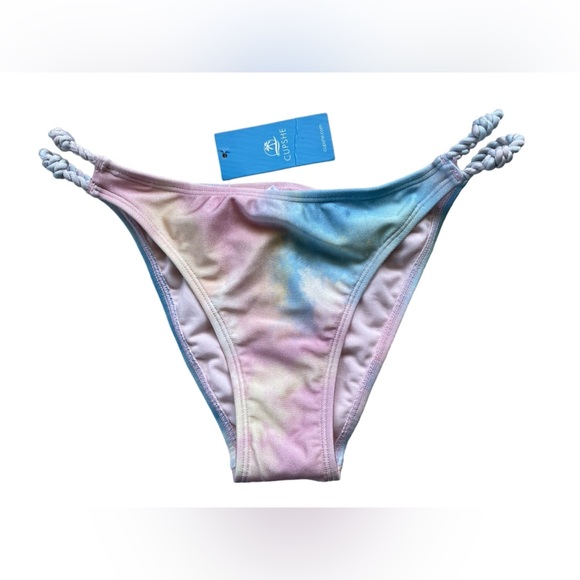 NWT Cupshe Pastel Tie Dye V-Neck Top & Strappy Cheeky Bikini Swimsuit, Size XS - Picture 7 of 12